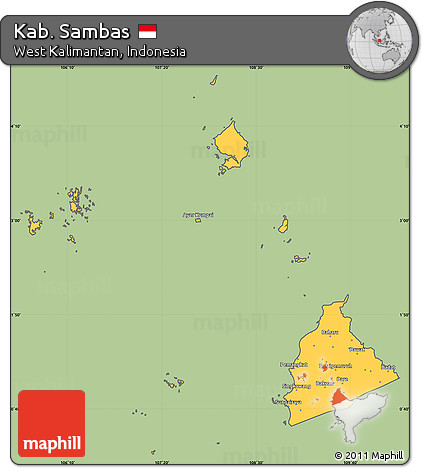 Savanna Style Simple Map of Kab. Sambas, cropped outside