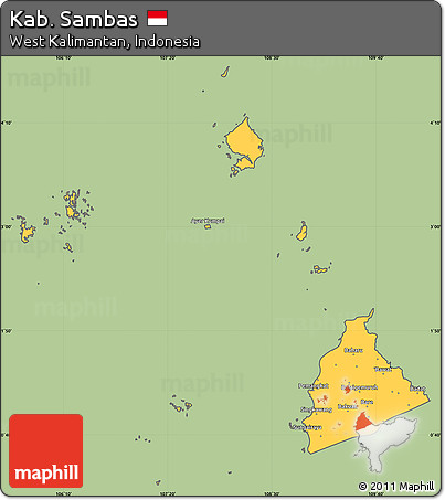 Savanna Style Simple Map of Kab. Sambas, cropped outside