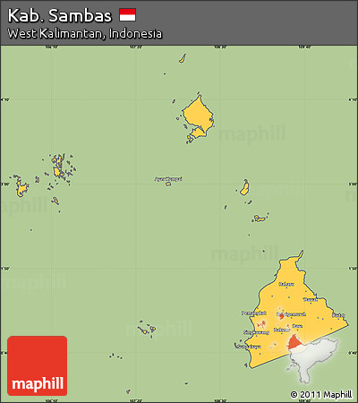 Savanna Style Simple Map of Kab. Sambas, cropped outside
