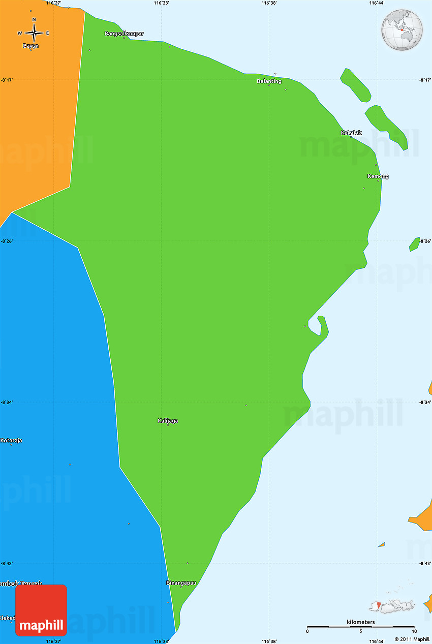 Political Simple Map of Kab. Lombok Timur