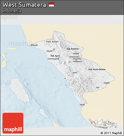 Classic Style 3D Map of West Sumatera, single color outside