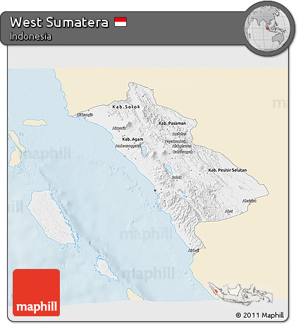 Classic Style 3D Map of West Sumatera, single color outside