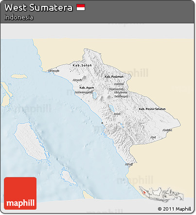 Classic Style 3D Map of West Sumatera, single color outside