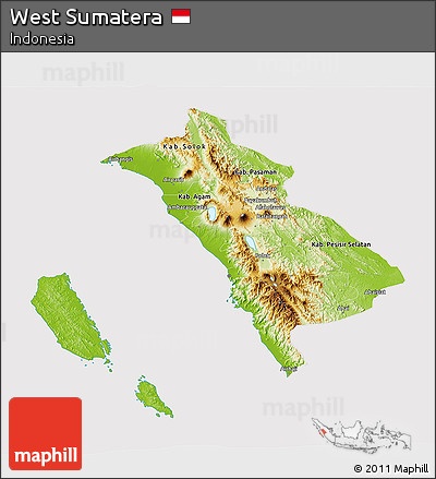 Physical 3D Map of West Sumatera, cropped outside