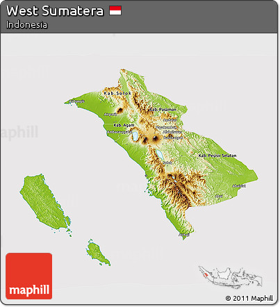 Physical 3D Map of West Sumatera, cropped outside