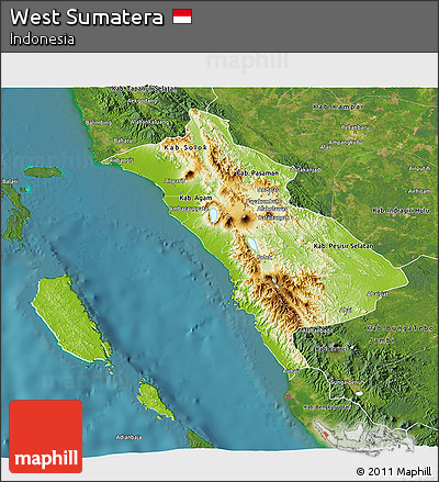 Physical 3D Map of West Sumatera, satellite outside