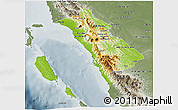 Physical 3D Map of West Sumatera, semi-desaturated