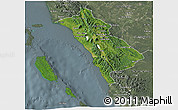 Satellite 3D Map of West Sumatera, semi-desaturated