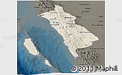 Shaded Relief 3D Map of West Sumatera, darken