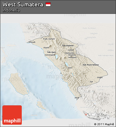 Shaded Relief 3D Map of West Sumatera, lighten