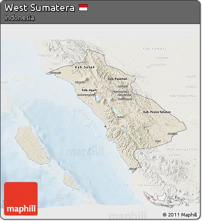 Shaded Relief 3D Map of West Sumatera, lighten