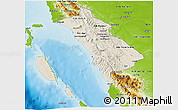 Shaded Relief 3D Map of West Sumatera, physical outside