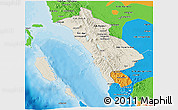 Shaded Relief 3D Map of West Sumatera, political outside