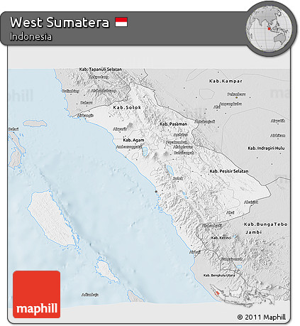 Silver Style 3D Map of West Sumatera