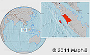 Gray Location Map of West Sumatera, hill shading