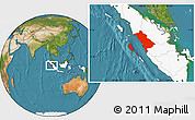 Satellite Location Map of West Sumatera, highlighted country