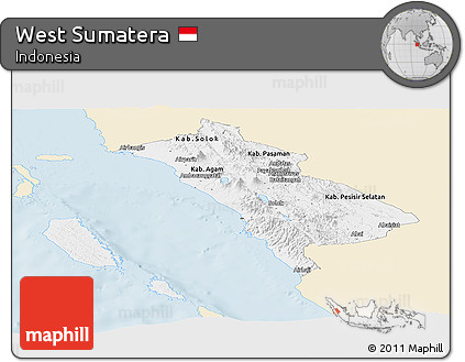 Classic Style Panoramic Map of West Sumatera, single color outside