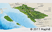 Satellite Panoramic Map of West Sumatera, shaded relief outside