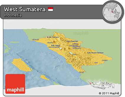 Savanna Style Panoramic Map of West Sumatera, single color outside