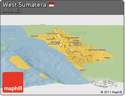 Savanna Style Panoramic Map of West Sumatera, single color outside