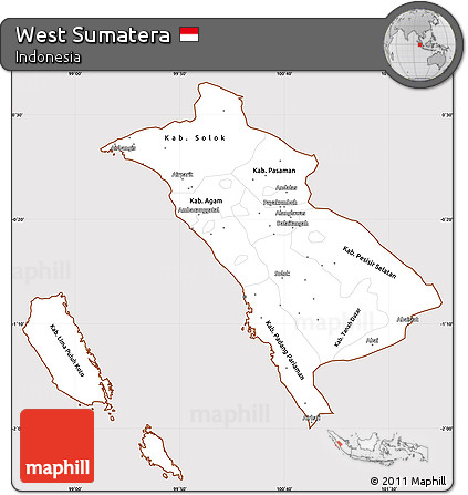 Classic Style Simple Map of West Sumatera, cropped outside