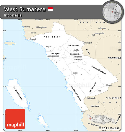 Classic Style Simple Map of West Sumatera