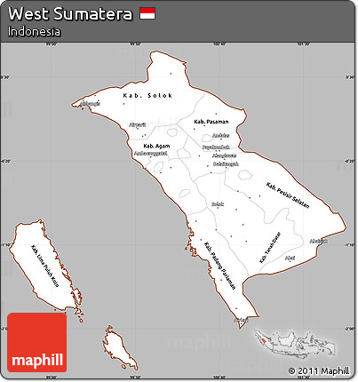 Gray Simple Map of West Sumatera, cropped outside