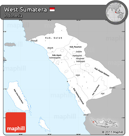 Gray Simple Map of West Sumatera, single color outside