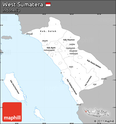 Gray Simple Map of West Sumatera, single color outside