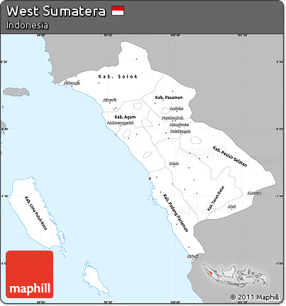 Gray Simple Map of West Sumatera, single color outside