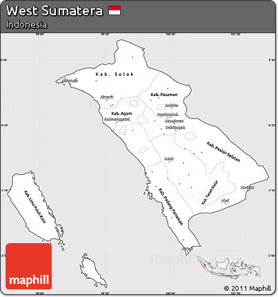 Silver Style Simple Map of West Sumatera, cropped outside