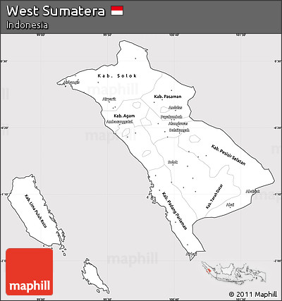 Silver Style Simple Map of West Sumatera, cropped outside
