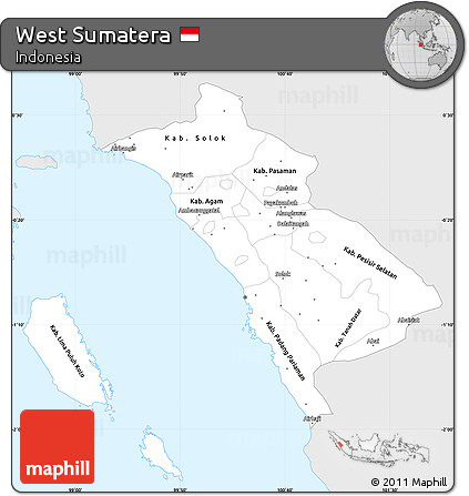 Silver Style Simple Map of West Sumatera, single color outside