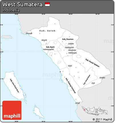 Silver Style Simple Map of West Sumatera, single color outside