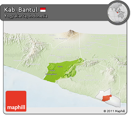 Physical 3D Map of Kab. Bantul, lighten