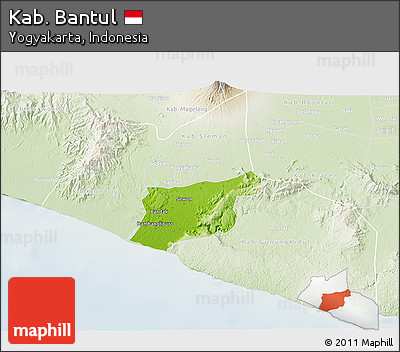 Physical 3D Map of Kab. Bantul, lighten