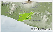 Physical 3D Map of Kab. Bantul, semi-desaturated
