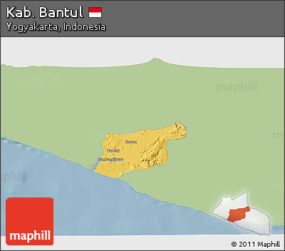 Savanna Style 3D Map of Kab. Bantul, single color outside