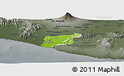 Physical Panoramic Map of Kab. Bantul, darken, semi-desaturated