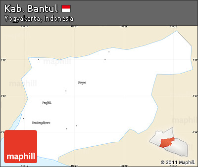 Classic Style Simple Map of Kab. Bantul, single color outside