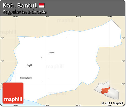 Classic Style Simple Map of Kab. Bantul, single color outside