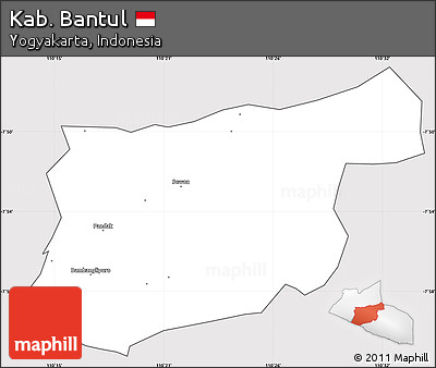 Silver Style Simple Map of Kab. Bantul, cropped outside