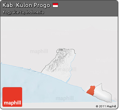 Silver Style 3D Map of Kab. Kulon Progo, single color outside