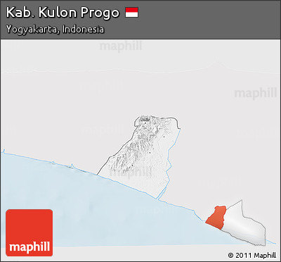 Silver Style 3D Map of Kab. Kulon Progo, single color outside