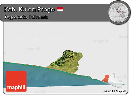 Satellite Panoramic Map of Kab. Kulon Progo, single color outside
