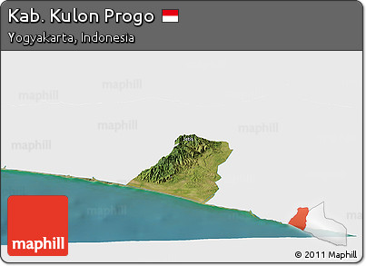 Satellite Panoramic Map of Kab. Kulon Progo, single color outside