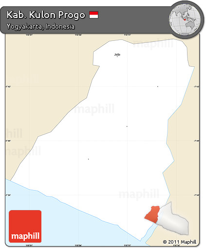 Classic Style Simple Map of Kab. Kulon Progo, single color outside