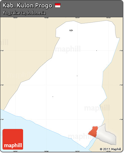 Classic Style Simple Map of Kab. Kulon Progo, single color outside