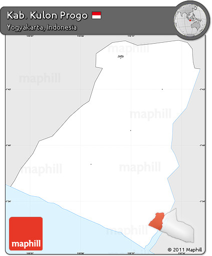 Silver Style Simple Map of Kab. Kulon Progo, single color outside
