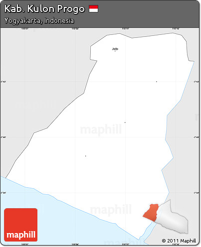 Silver Style Simple Map of Kab. Kulon Progo, single color outside